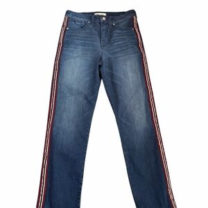 Madewell Denim Straight Leg Jeans with Red Accents